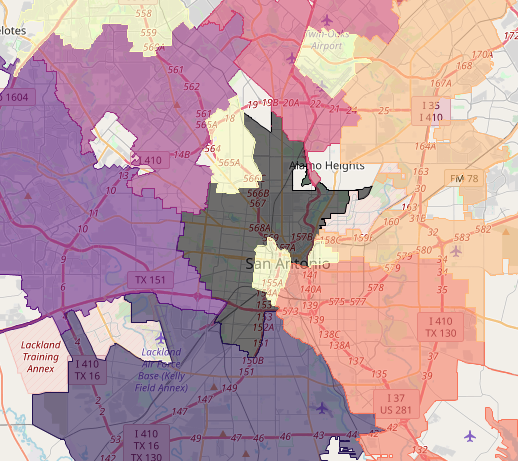 Heatmap and bar graph displaying service area data and response times