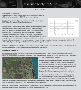 Resilience Analytics Suite Case Studies
